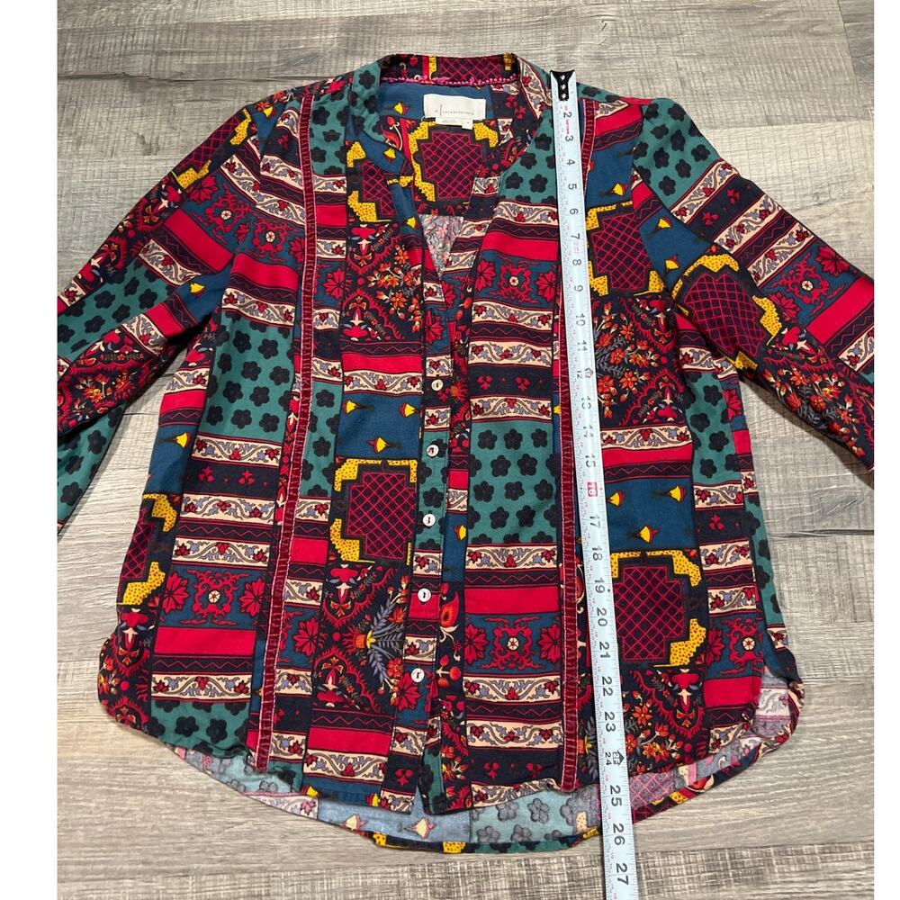Anthropologie Size Small Patchwork Aztec Button U… - image 5
